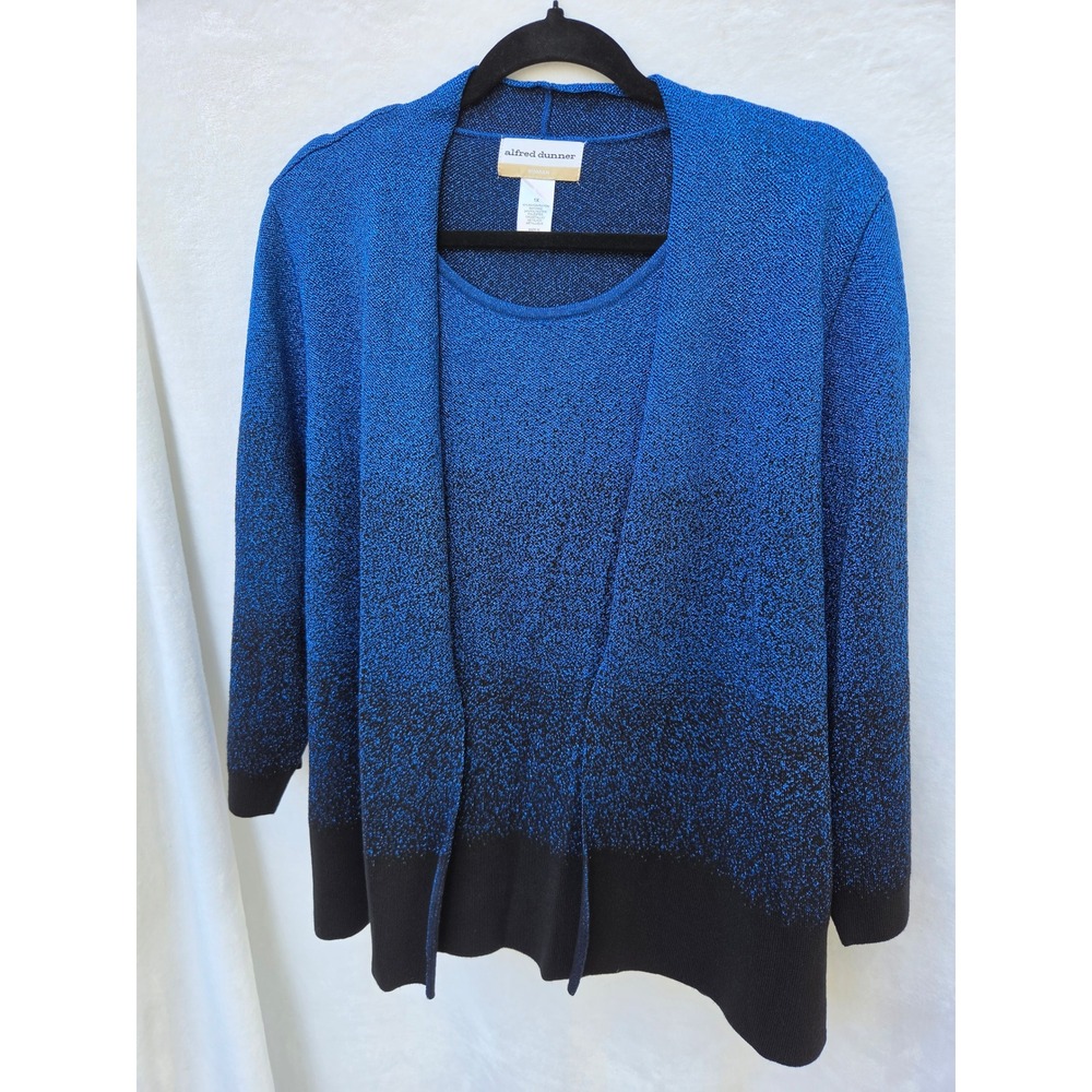 Womens Alfred Dunner Embellished Sparkly Layered Sweater‎ 1X Blue Black